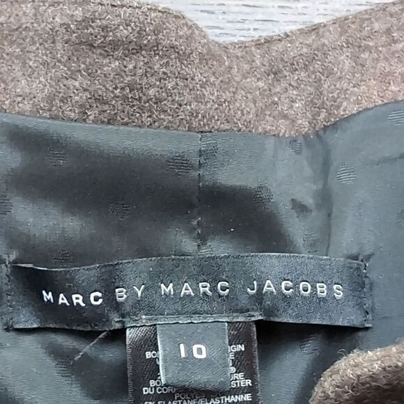 Marc Jacobs Brown Wool A Line Dress with Black Accents Pockets  L - Picture 8 of 13